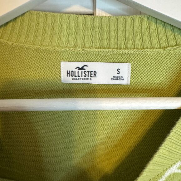 HOLLISTER CO. FLORAL COTTON Y2K 2000s CROPPED SWEATER SZ S - Picture 2 of 3